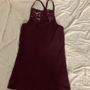 Lace front burgundy tank top